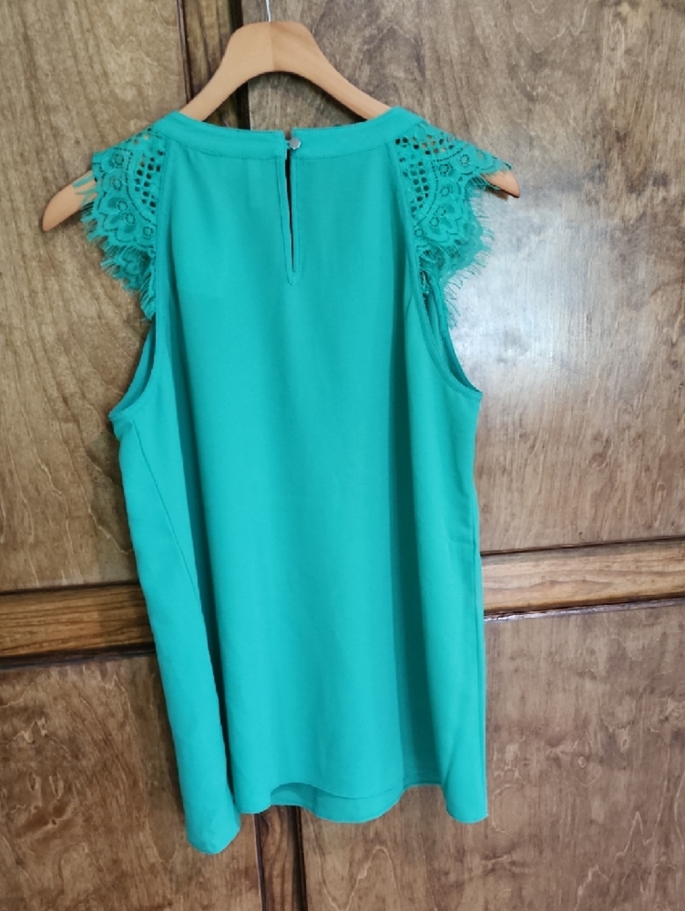 NWT-Lace Yoke Sleeveless Camisole in Green✨️ Picture #2 is color - Picture 4 of 5